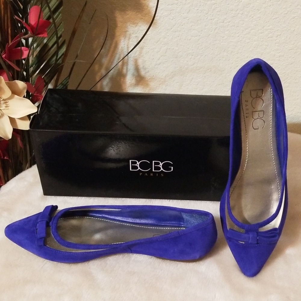Last 1️⃣NIB<BCBG Paris> 👠 Zarine Blue Suede Flats - Picture 1 of 8